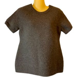 Marina Luna 100% Merino Wool Sweater Exposed Back Zipper Classic Cozy Dark Gray